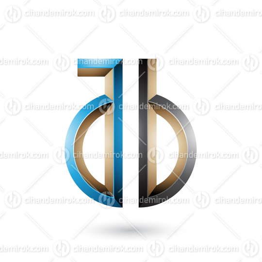 Blue and Black Key-like Symbol of Letters A and B