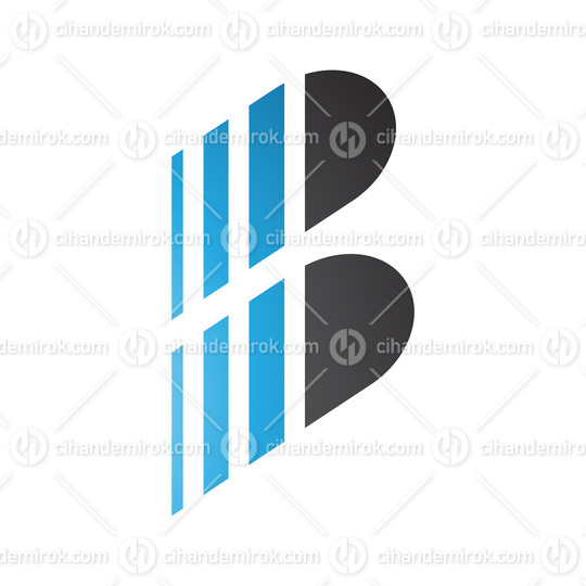 Blue and Black Letter B Icon with Vertical Stripes