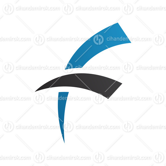 Blue and Black Letter F Icon with Round Spiky Lines
