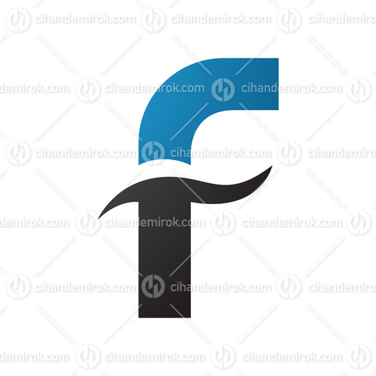 Blue and Black Letter F Icon with Spiky Waves