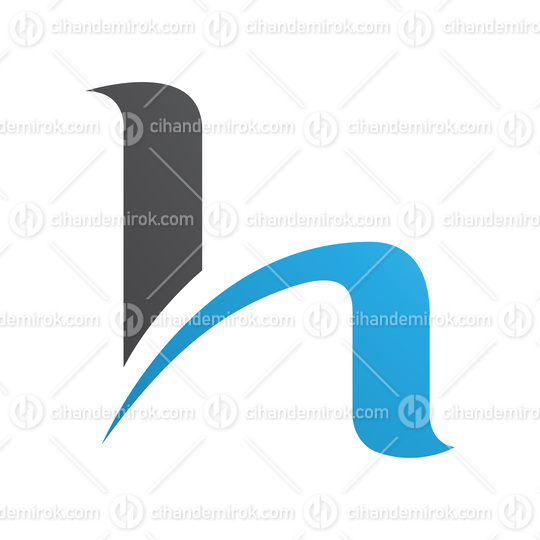 Blue and Black Letter H Icon with Round Spiky Lines