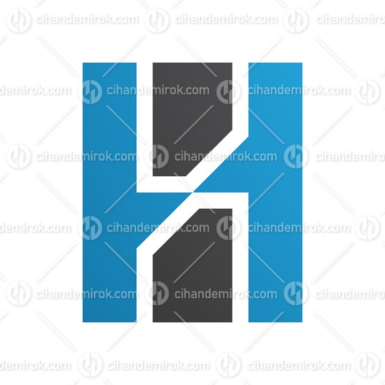 Blue and Black Letter H Icon with Vertical Rectangles