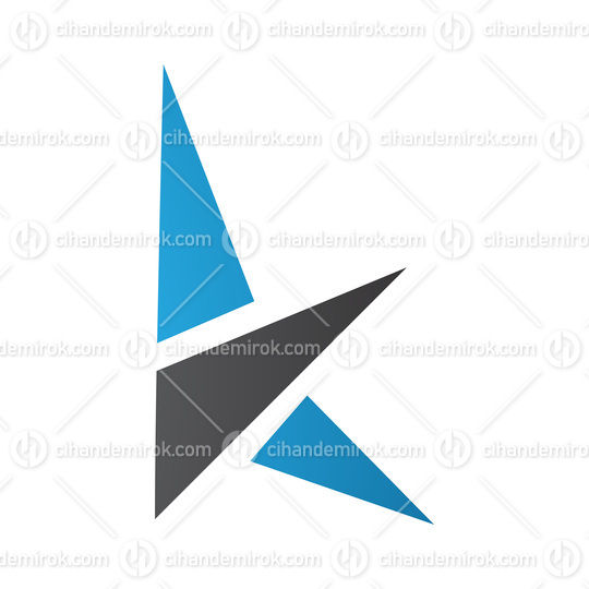 Blue and Black Letter K Icon with Triangles