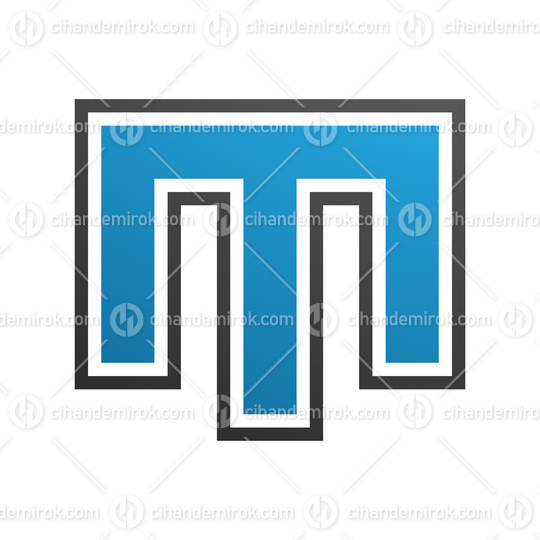 Blue and Black Letter M Icon with an Outer Stripe