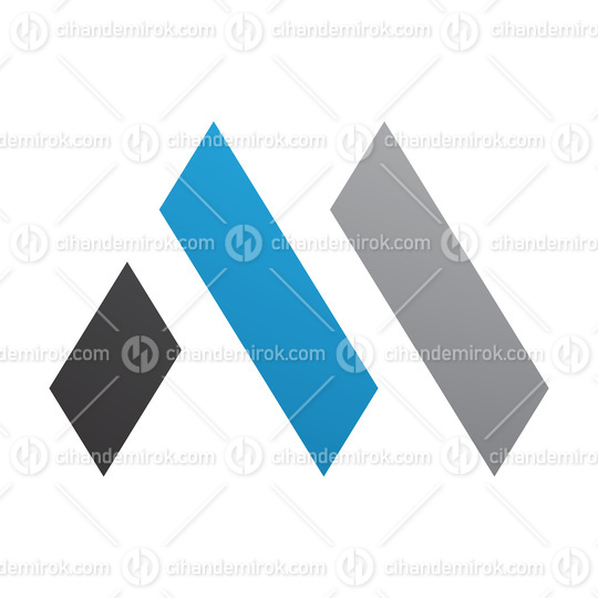 Blue and Black Letter M Icon with Rectangles