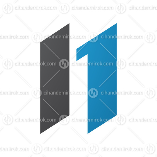 Blue and Black Letter N Icon with Parallelograms