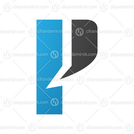 Blue and Black Letter P Icon with a Bold Rectangle