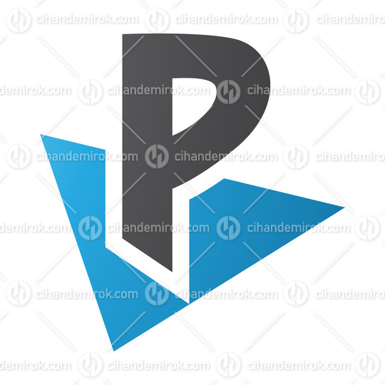 Blue and Black Letter P Icon with a Triangle