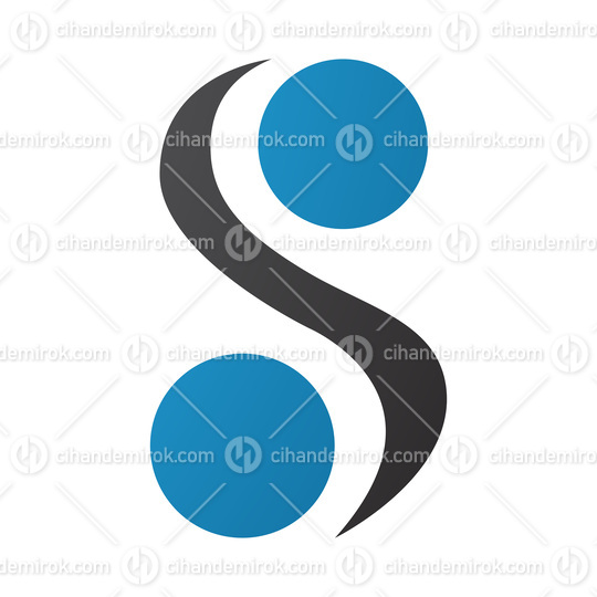 Blue and Black Letter S Icon with Spheres