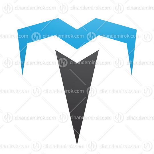 Blue and Black Letter T Icon with Pointy Tips
