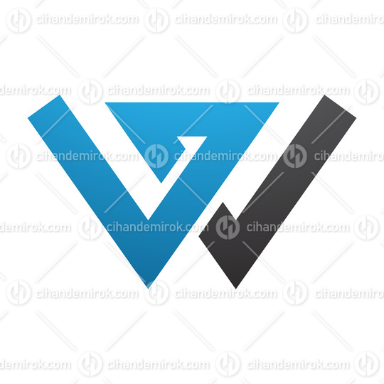 Blue and Black Letter W Icon with Intersecting Lines