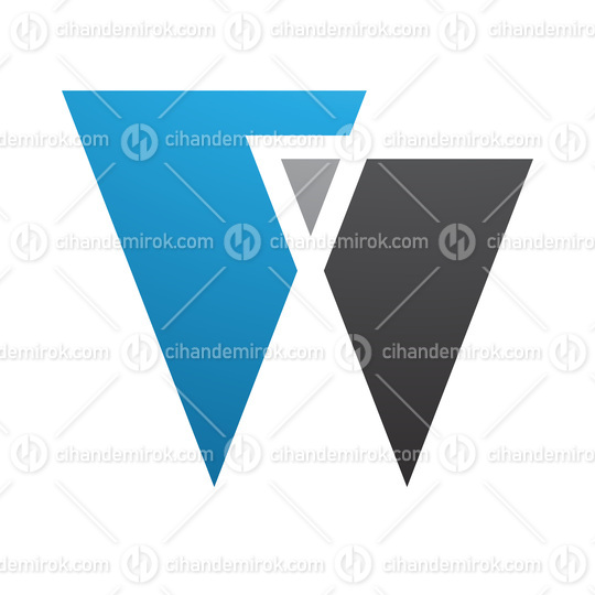 Blue and Black Letter W Icon with Triangles
