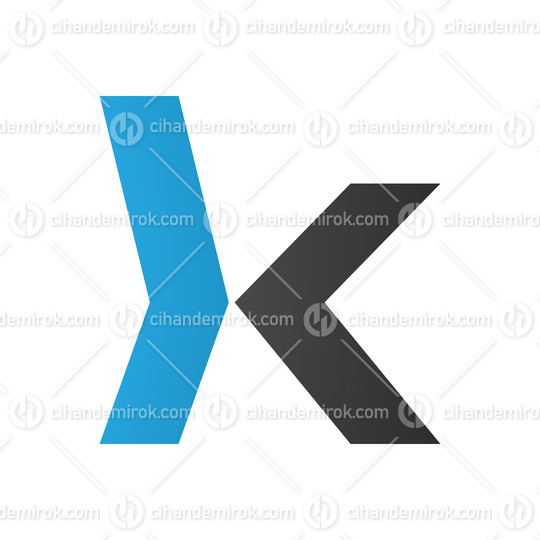 Blue and Black Lowercase Arrow Shaped Letter K Icon