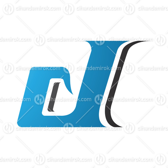 Blue and Black Lowercase Italic Letter D Icon