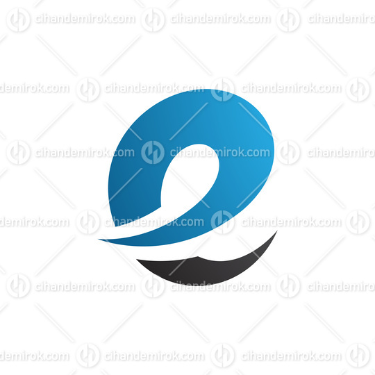 Blue and Black Lowercase Letter E Icon with Soft Spiky Curves