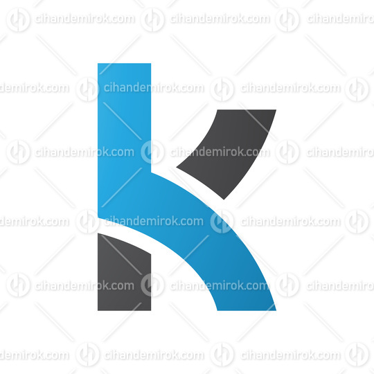 Blue and Black Lowercase Letter K Icon with Overlapping Paths