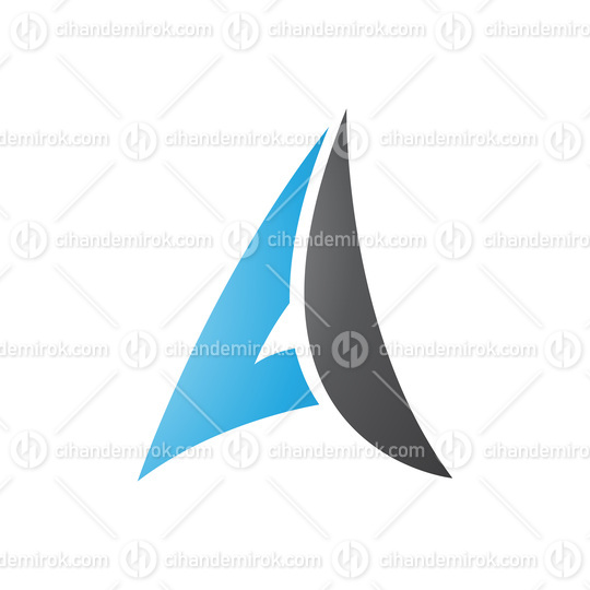 Blue and Black Paper Plane Shaped Letter A Icon