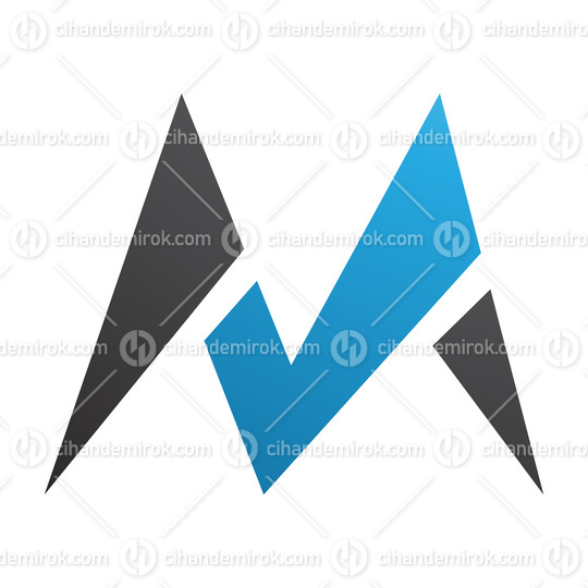 Blue and Black Pointy Tipped Letter M Icon