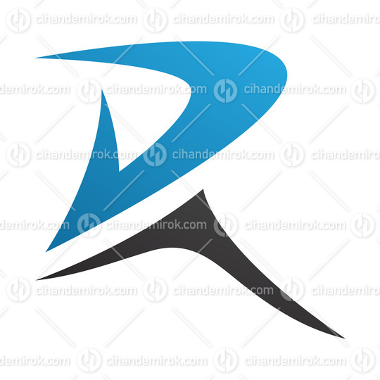 Blue and Black Pointy Tipped Letter R Icon