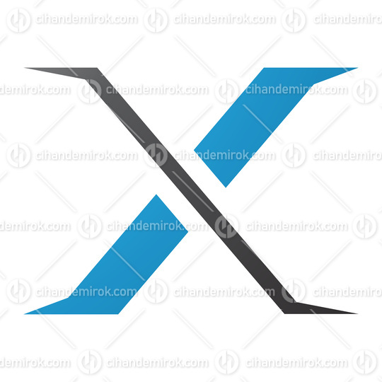 Blue and Black Pointy Tipped Letter X Icon