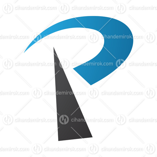 Blue and Black Radio Tower Shaped Letter P Icon