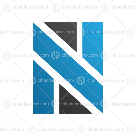 Blue and Black Rectangle Shaped Letter N Icon