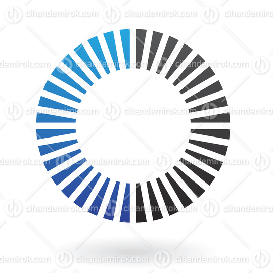 Blue and Black Rectangular Shapes Forming an Abstract Circle