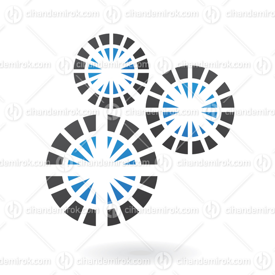 Blue and Black Rotating Cogs Abstract Logo Icon