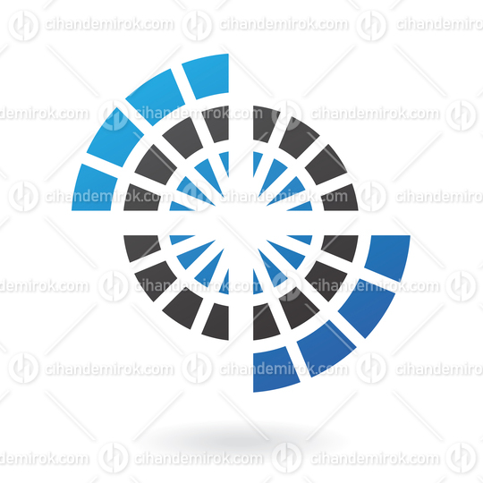 Blue and Black Round Abstract Spider Web or Gear Logo Icon