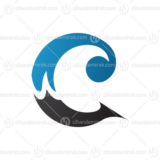 Blue and Black Round Curly Letter C Icon