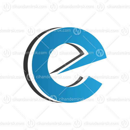 Blue and Black Round Layered Lowercase Letter E Icon