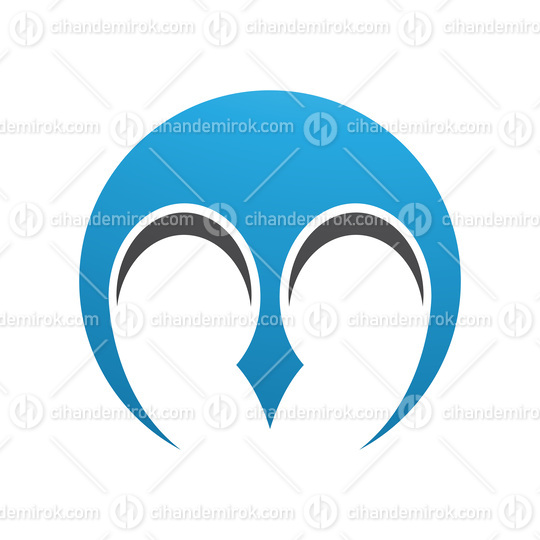 Blue and Black Round Letter M Icon with Pointy Tips