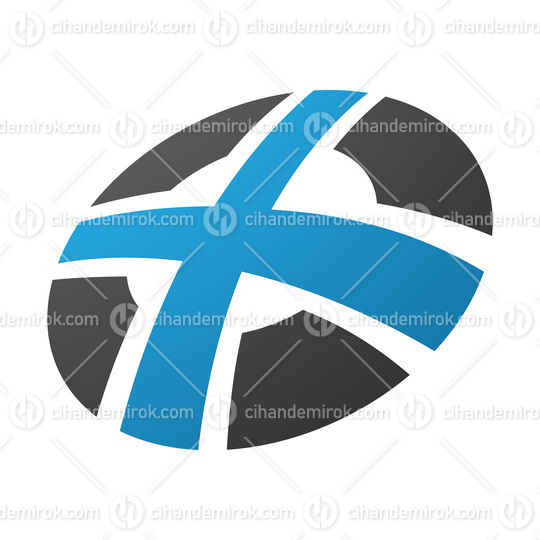 Blue and Black Round Shaped Letter X Icon