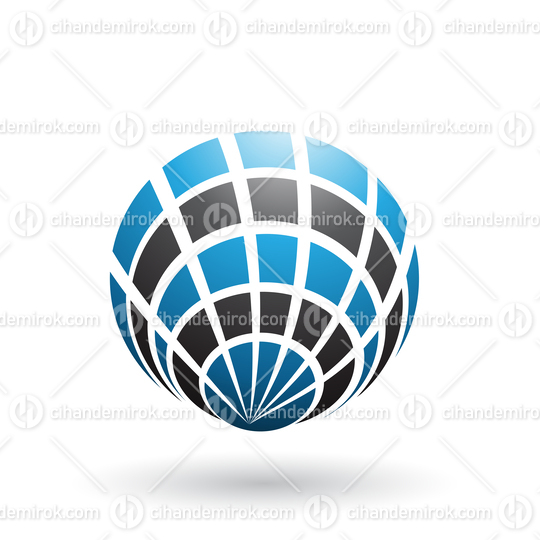 Blue and Black Shell Like Round Icon Vector Illustration