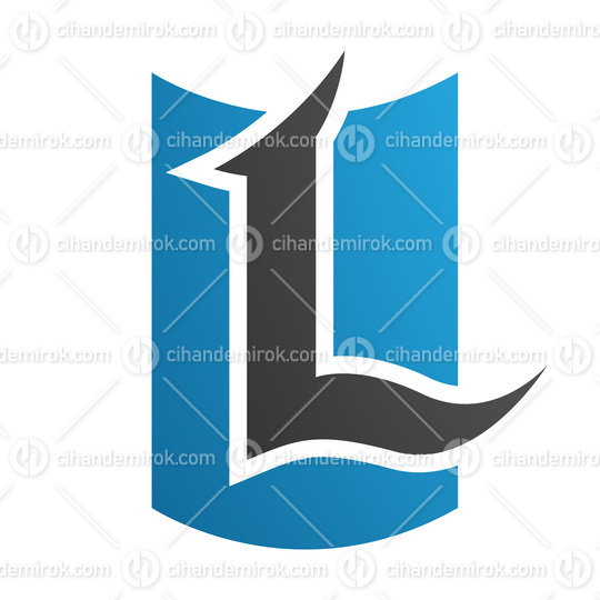 Blue and Black Shield Shaped Letter L Icon