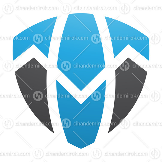Blue and Black Shield Shaped Letter T Icon