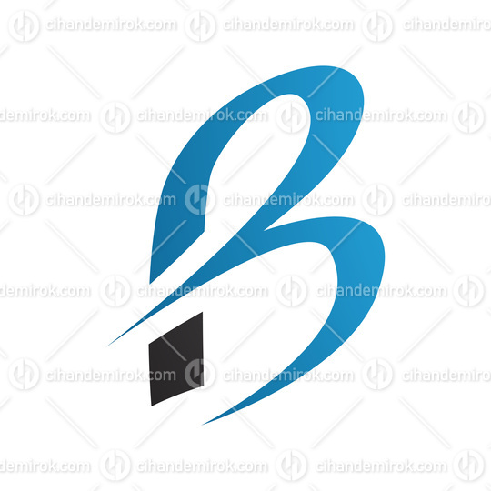 Blue and Black Slim Letter B Icon with Pointed Tips