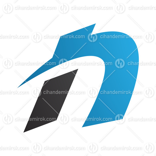 Blue and Black Spiky Italic Letter N Icon