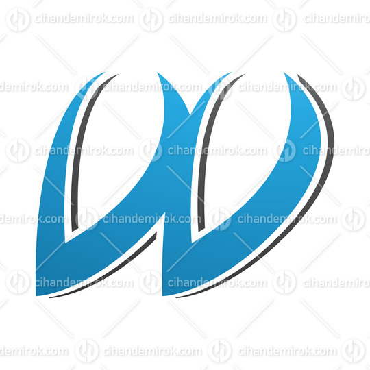 Blue and Black Spiky Italic Shaped Letter W Icon