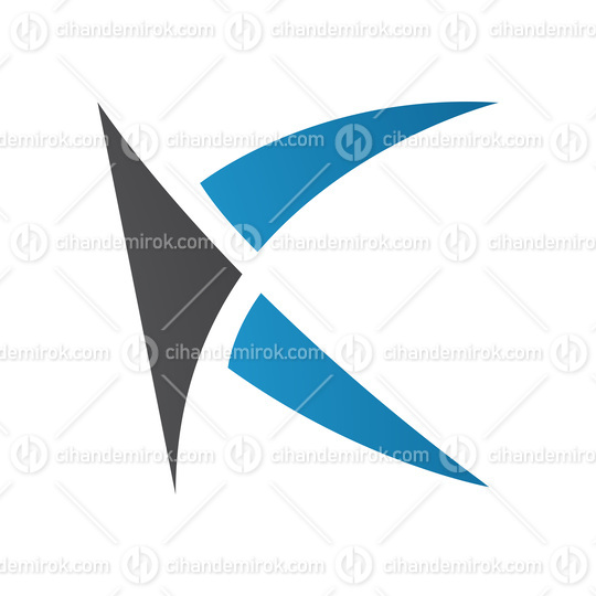 Blue and Black Spiky Letter K Icon