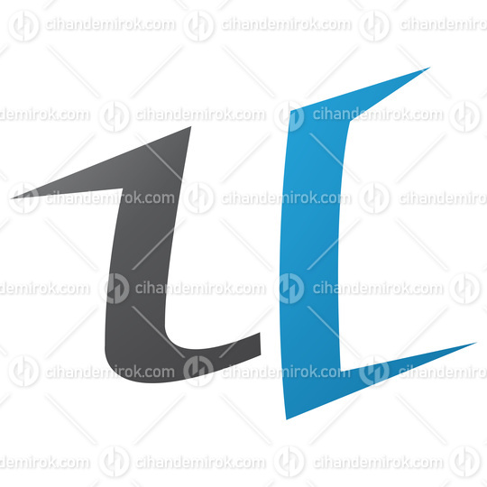 Blue and Black Spiky Shaped Letter U Icon