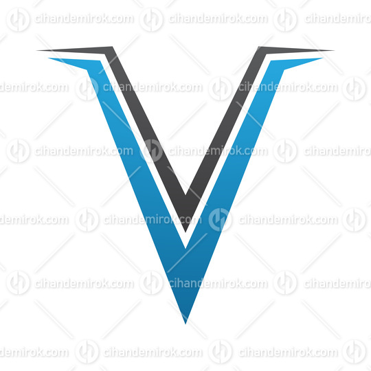 Blue and Black Spiky Shaped Letter V Icon