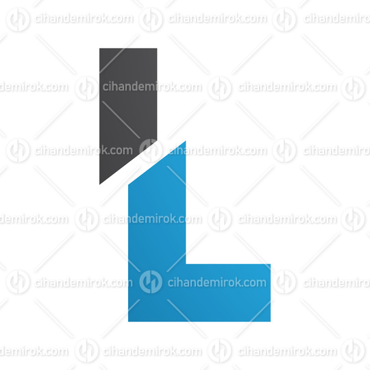 Blue and Black Split Shaped Letter L Icon
