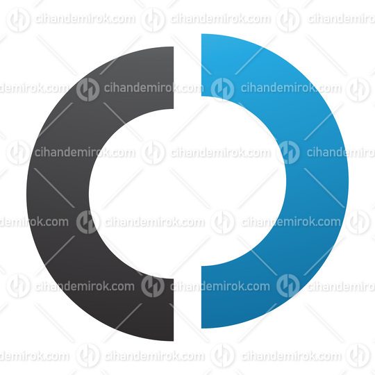 Blue and Black Split Shaped Letter O Icon