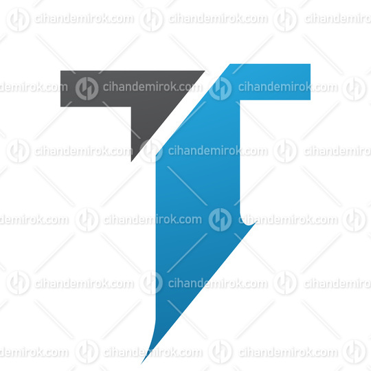 Blue and Black Split Shaped Letter T Icon