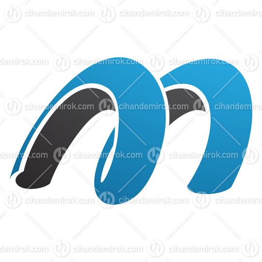 Blue and Black Spring Shaped Letter M Icon