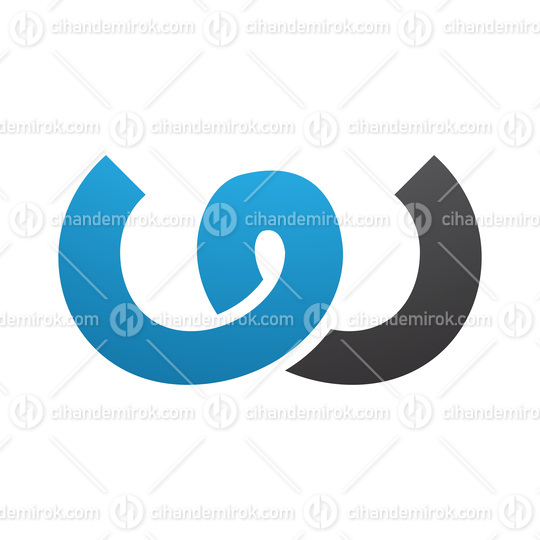 Blue and Black Spring Shaped Letter W Icon
