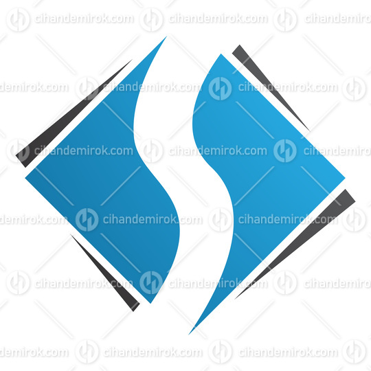 Blue and Black Square Diamond Shaped Letter S Icon