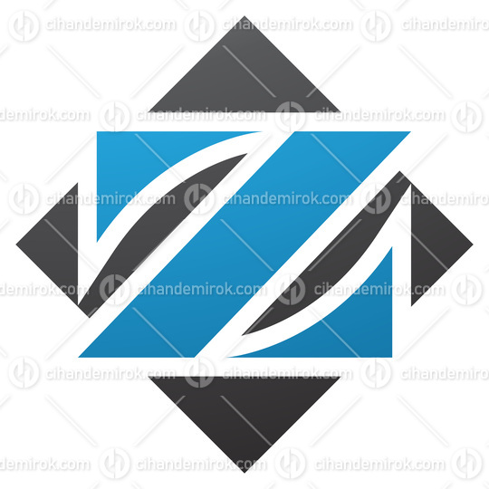Blue and Black Square Diamond Shaped Letter Z Icon