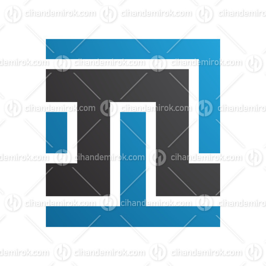 Blue and Black Square Shaped Letter N Icon